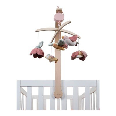 Cuna móvil para bebé móvil musical móvil - Elefante floral móvil en rosa